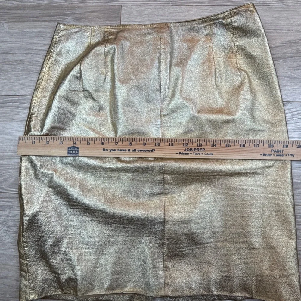 Siena Studio‎ Vintage Gold Metallic Leather Pencil Skirt Womens Sz 10 High Waist